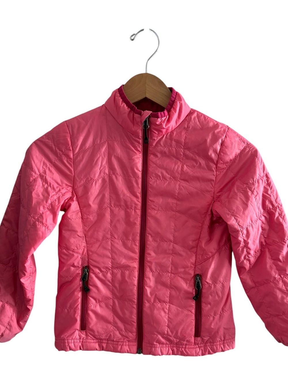 REI Girls Pink Quilted Puffer Jacket with Zip Pickets
